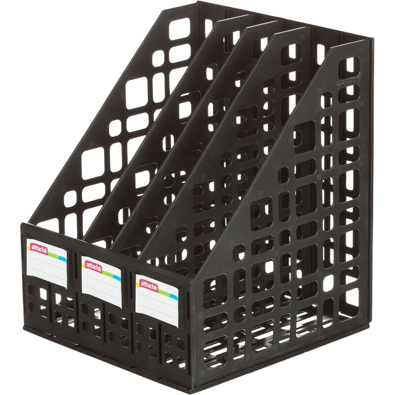 

Лоток вертикальный для бумаг 240 мм Attache пластиковый черный 4 отделения