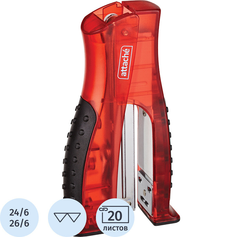 

Степлер Attache 8918 до 20 листов красный (скобы № 24/6, 26/6)