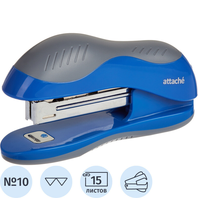 

Степлер Attache Leader до 15 листов синий (скобы № 10, с антистеплером)