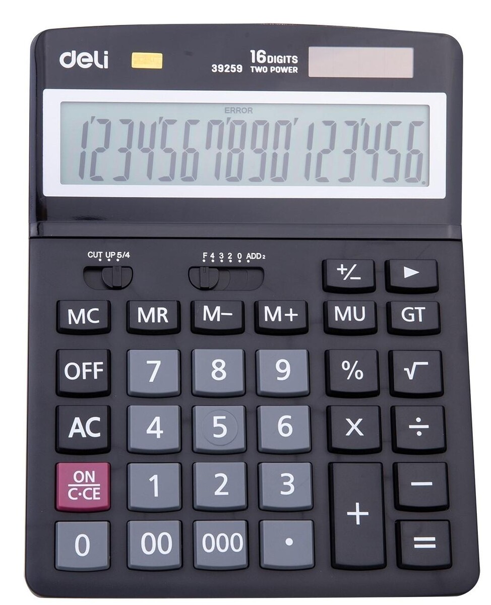 

Калькулятор настольный полноразм. deli e39259,16-р, дв.пит,193x149мм,черн