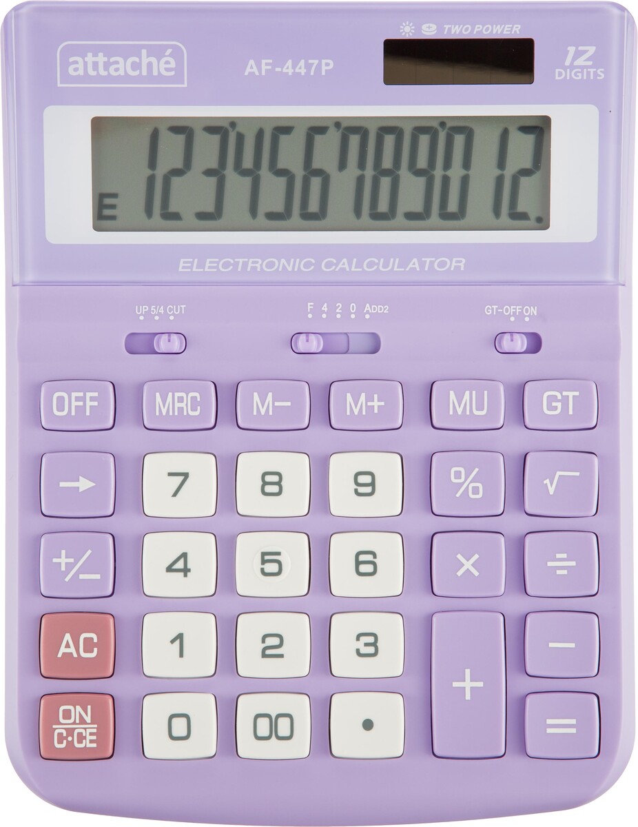 

Калькулятор настольный полноразм attache af-447p,12р,дв.пит,фиол,198x153x42