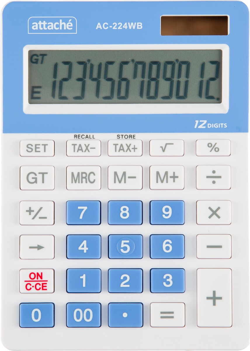 

Калькулятор настольный комп attache,aс-224wb,12р,дв.пит,бел-син,145x104x28