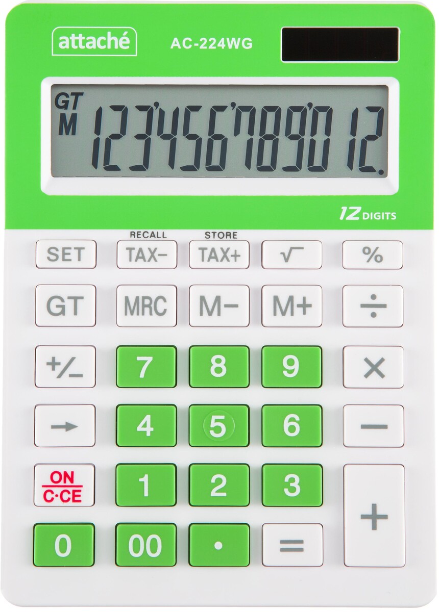 

Калькулятор настольный комп attache,aс-224wg,12р,дв.пит,бел-зел,145x104x28