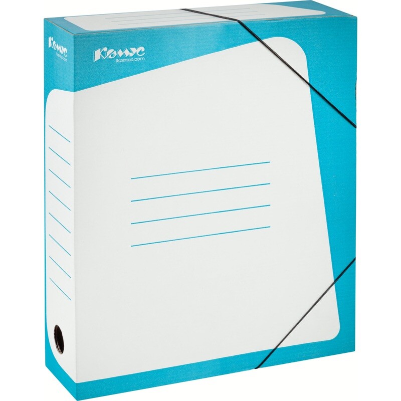 

Короб архивный гофрокартон Комус на резинках 262х75x324 мм бирюзовый до 770 листов