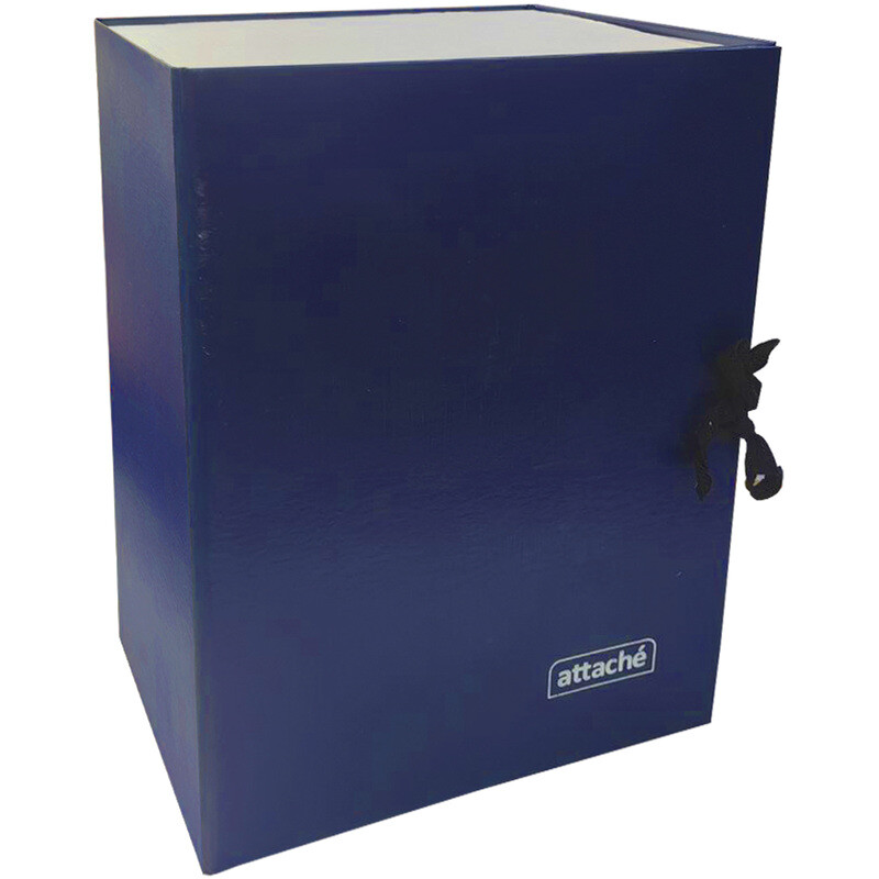 

Короб архивный складной на 2-х завязках Attache А4 200 мм синий до 2000 листов