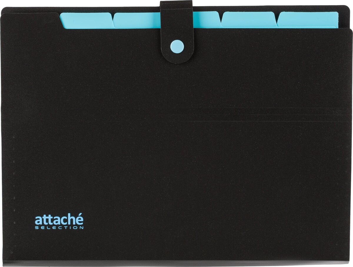 

Папка органайзер на кнопке attache selection black&bluе, а4,500мкм , 5отд