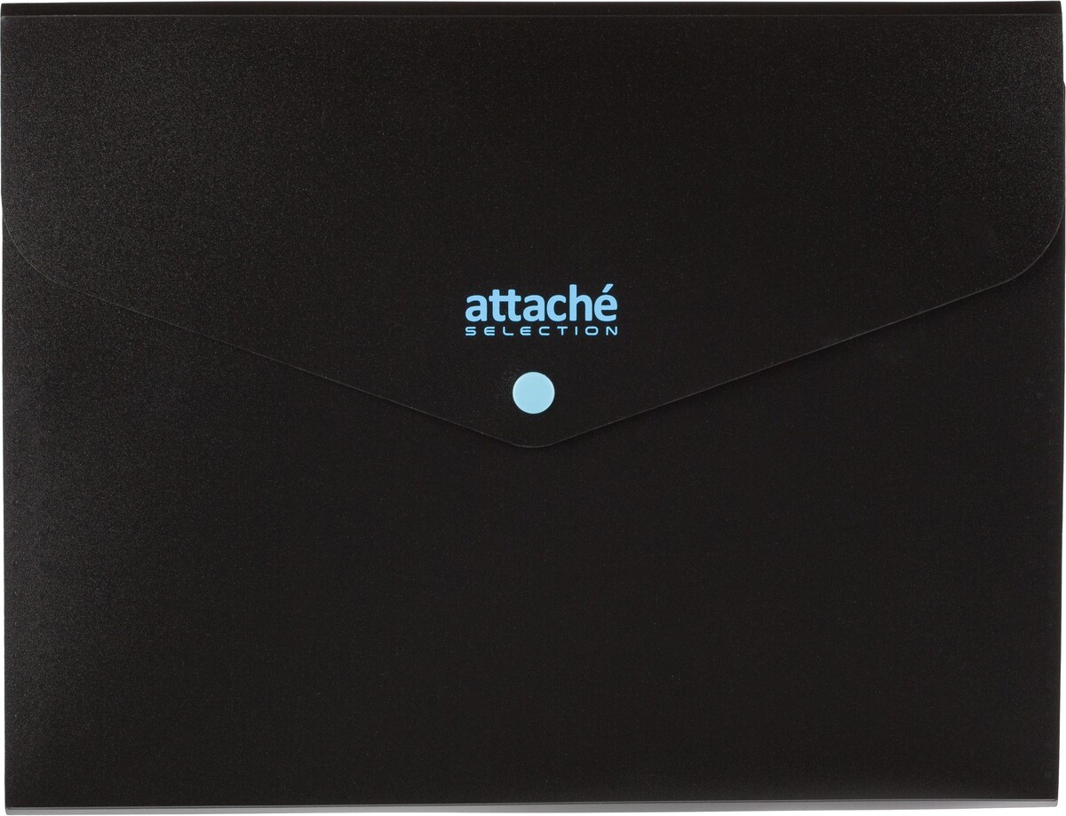 

Папка органайзер на кнопке attache selection black&bluе, а4,500мкм , 3отд