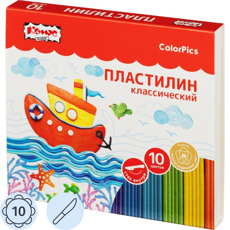 

Пластилин классический Комус Класс (№1 School) ColorPics 10 цветов 200 грамм