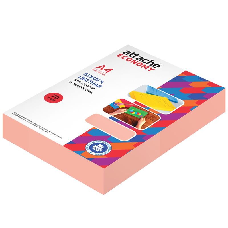 

Бумага цветная attache economy (розовый неон), 70г, а4, 500 л