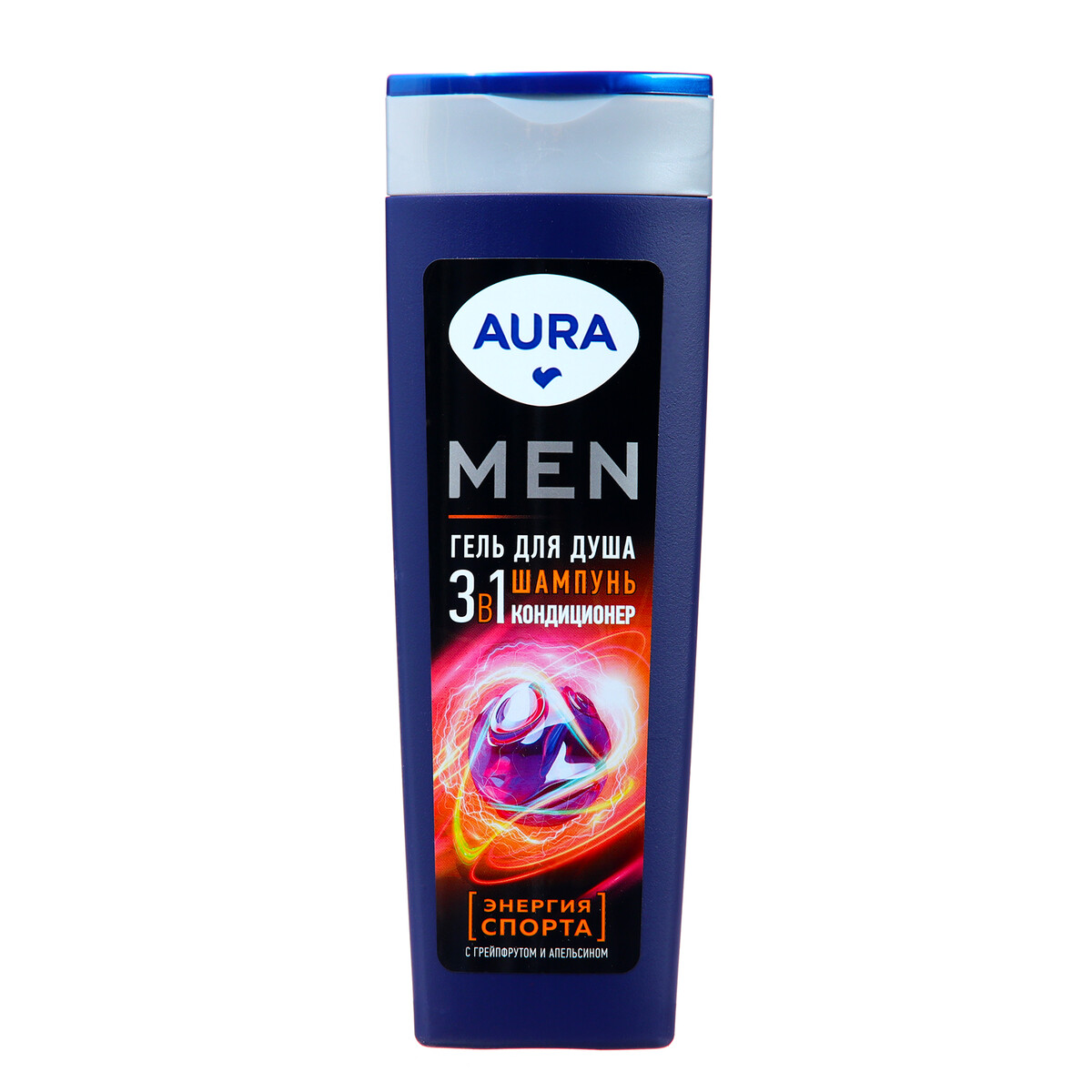 

Гель для душа 3 в 1 aura men энергия спорта, 380 мл