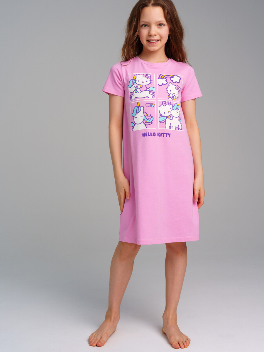 Сорочка ночная трикотажная PLAYTODAY, размер рост 128 см, цвет розовый 011163694 - фото 1