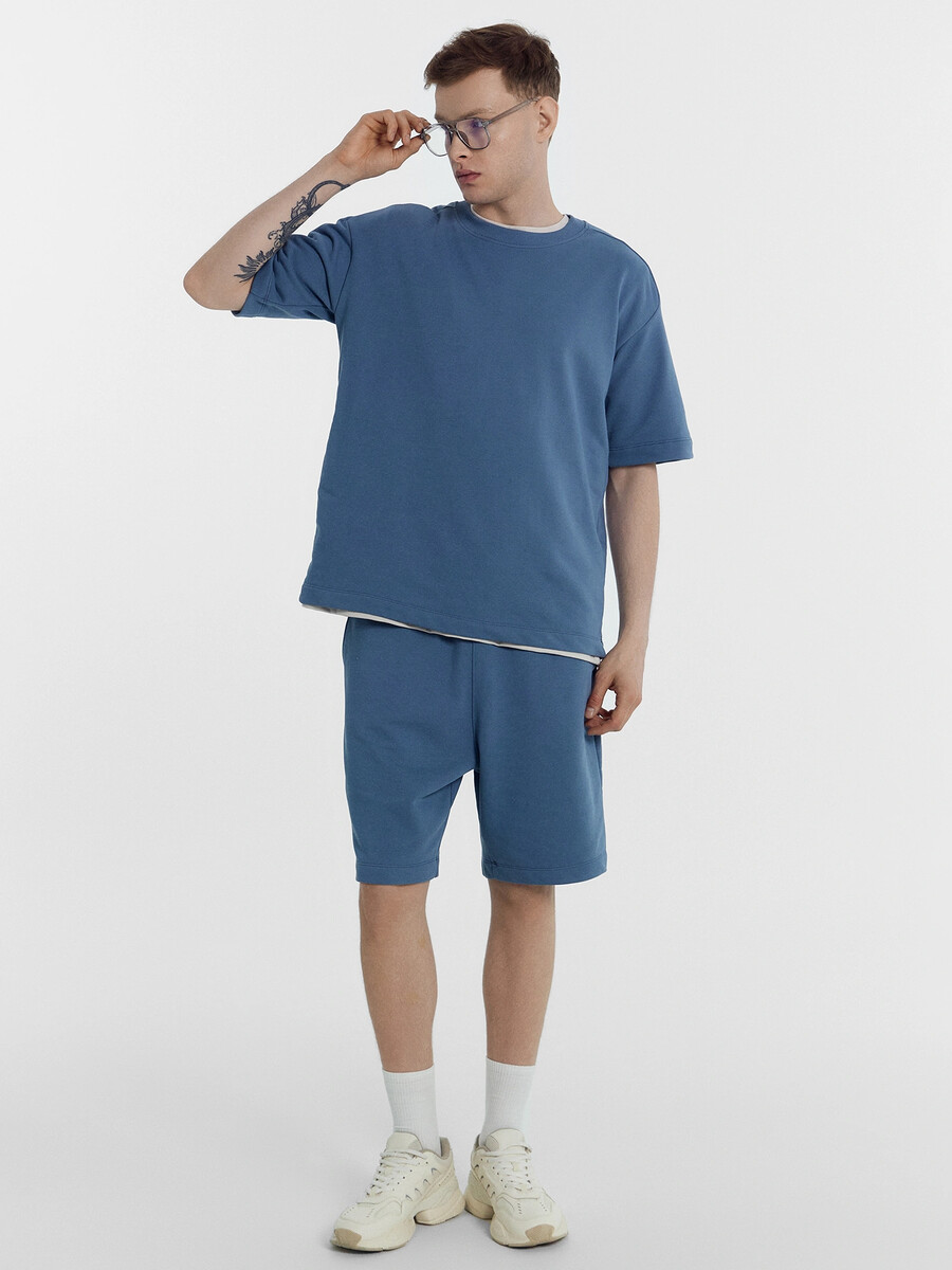 Комплект мужской (футболка, шорты) Mark Formelle, размер 50, цвет синий