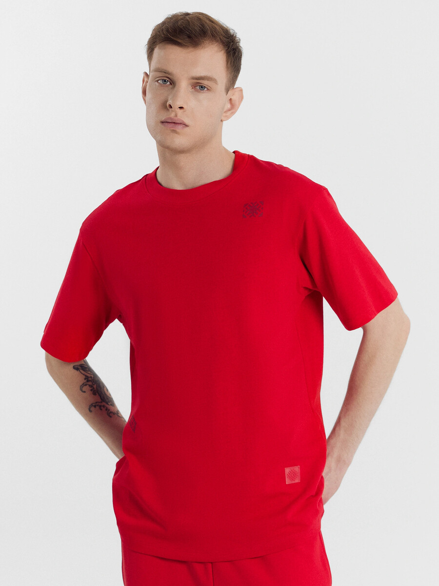 Футболка мужская красная с печатью футболка мужская puma teamglory красный