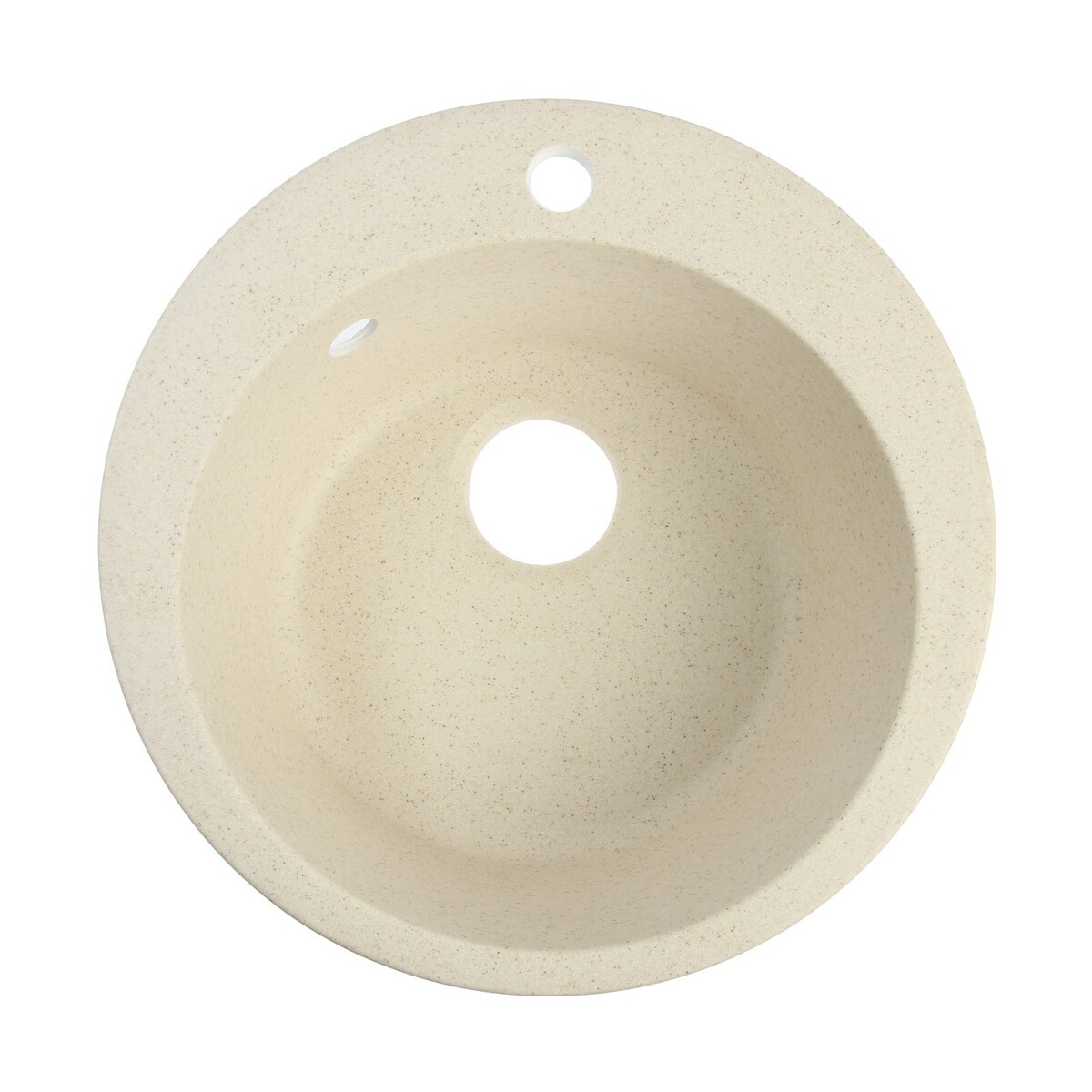Мойка для кухни из камня zein 30/q2, d=475 мм, круглая, перелив, цвет бежевый