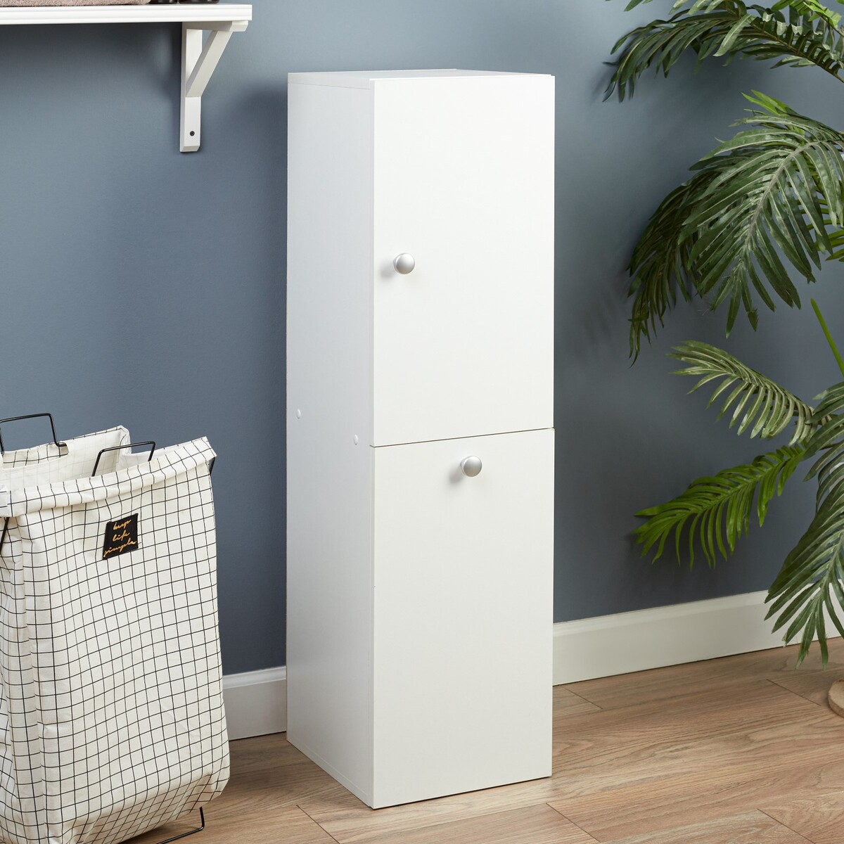 Шкаф-пенал для ванной комнаты с корзиной, 30 х 34 х 113,4 см стеллаж с корзиной для белья 3 х ярусный 38×35×125 см белый