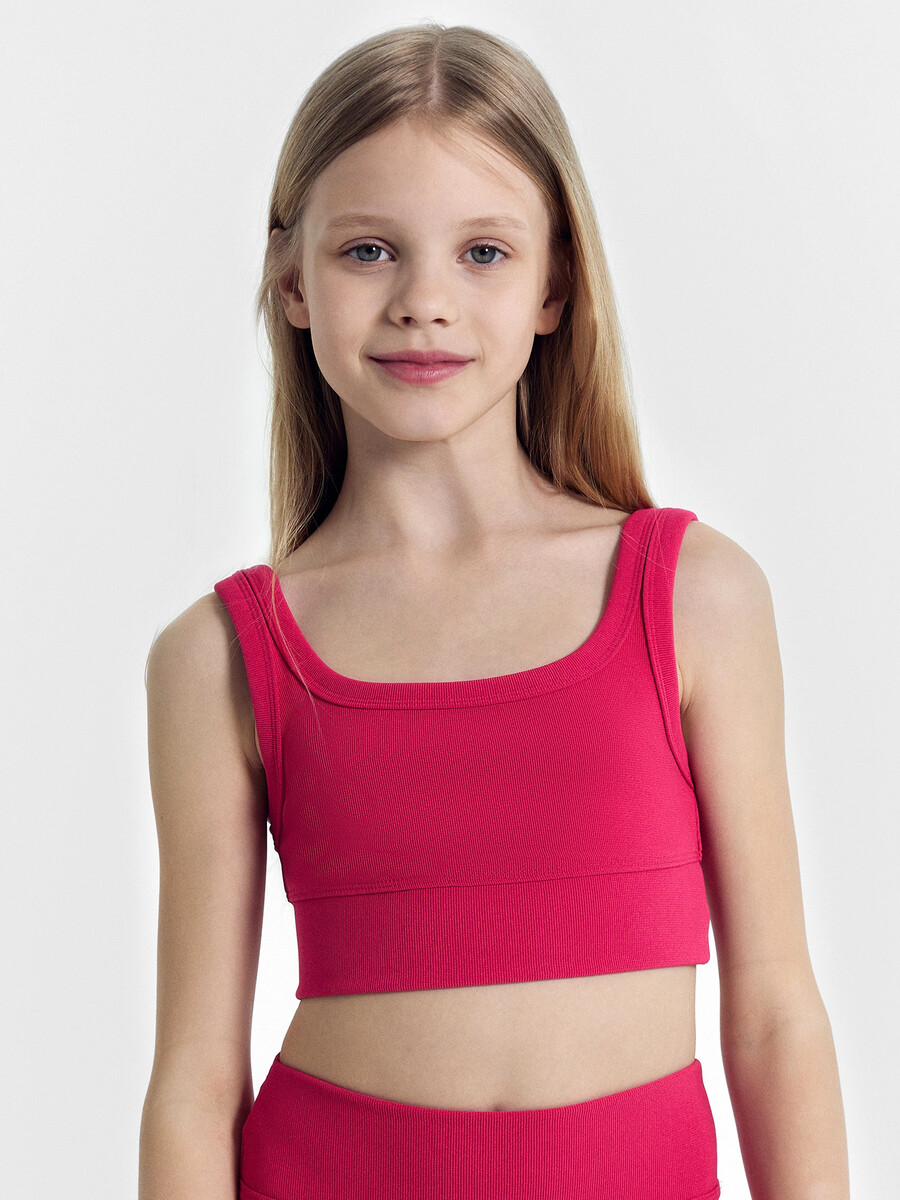 Топ для девочек для занятий спортом в розовом цвете однотонный джемпер в розовом оттенке для девочек