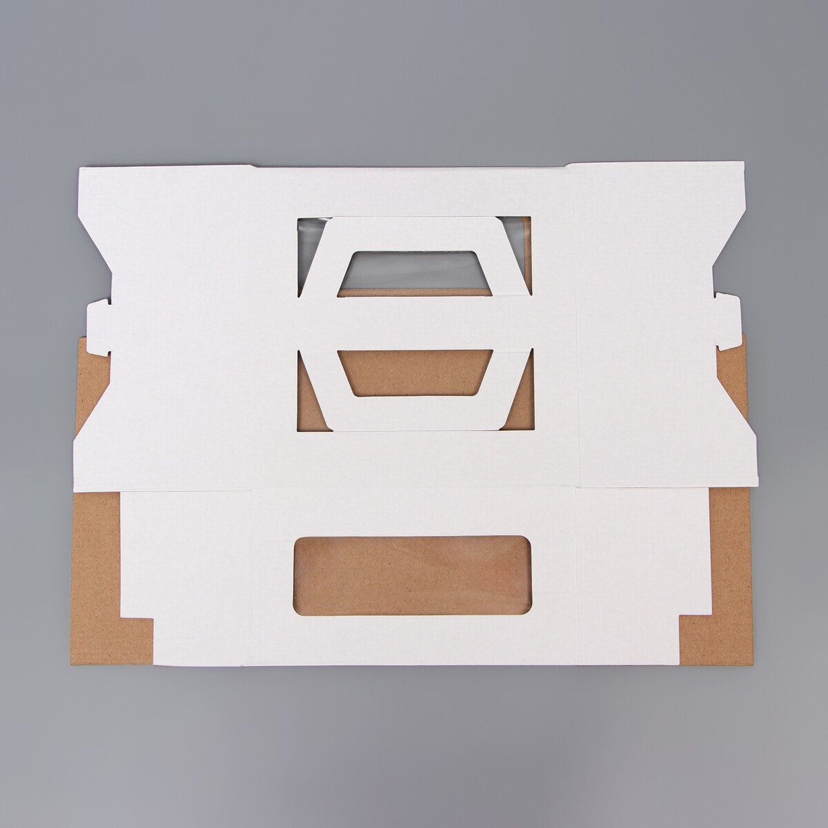 Коробка под торт 2 окна, с ручками, белая, 21 х 21 х 11 см UPAK LAND, цвет белый 011302549 - фото 5