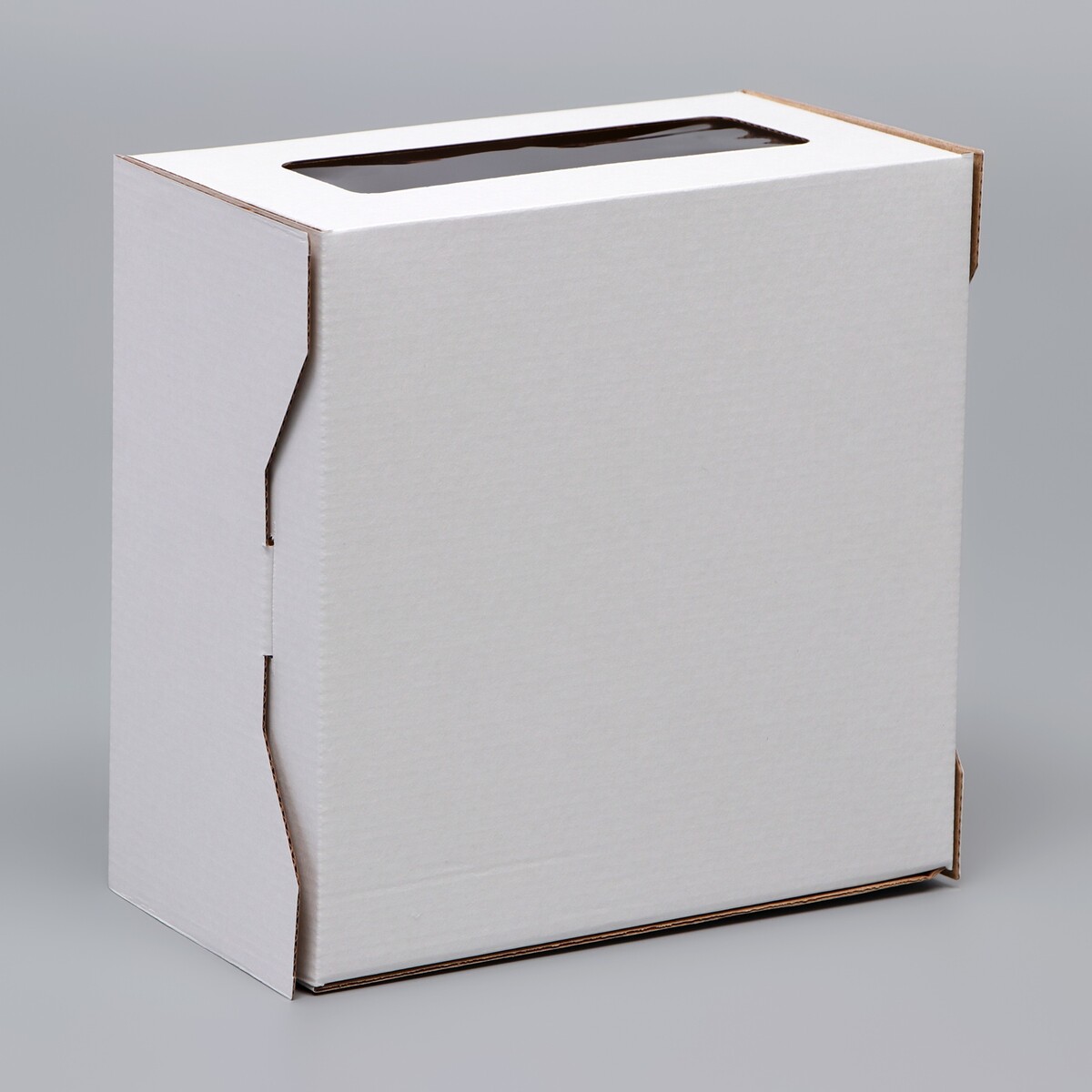 Коробка под торт 2 окна, с ручками, белая, 21 х 21 х 11 см UPAK LAND, цвет белый 011302549 - фото 3