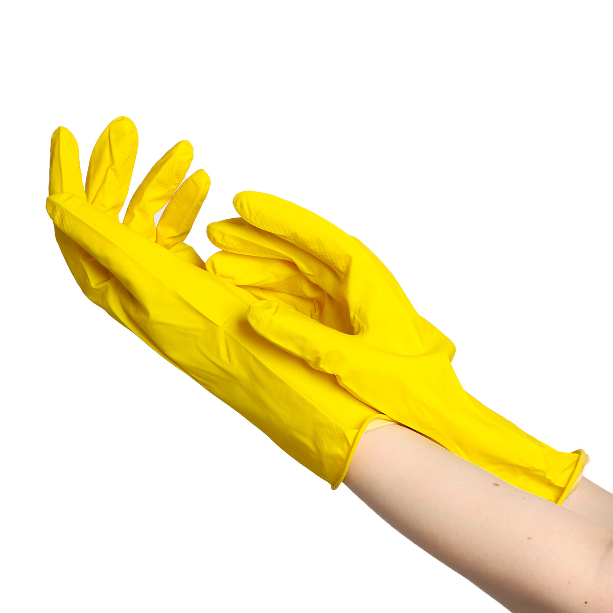 Перчатки латексные хозяйственны размер m, 30 гр, цвет желтый перчатки хозяйственные латексные доляна размер s длинные манжеты 90 гр красный