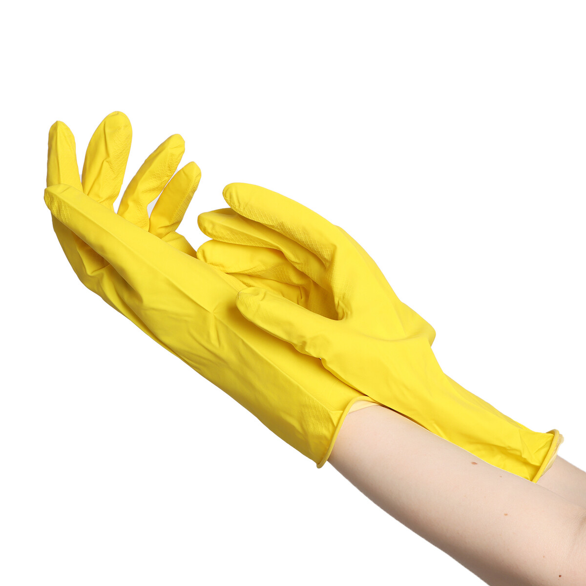Перчатки латексные хозяйственные размер l, 30 гр, цвет желтый