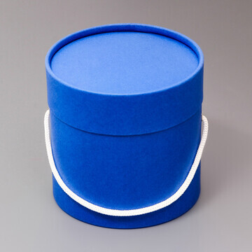 Подарочная коробка, круглая, синяя,с шну