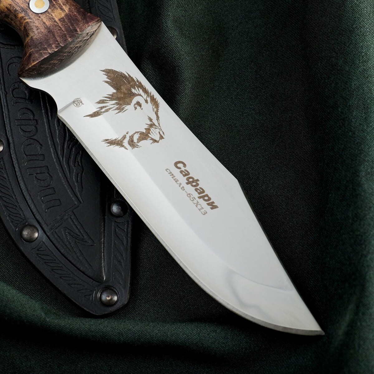Нож сафари, нержавеюща сталь 65х13 Сердце Кизляра, цвет коричневый 011390113 - фото 2