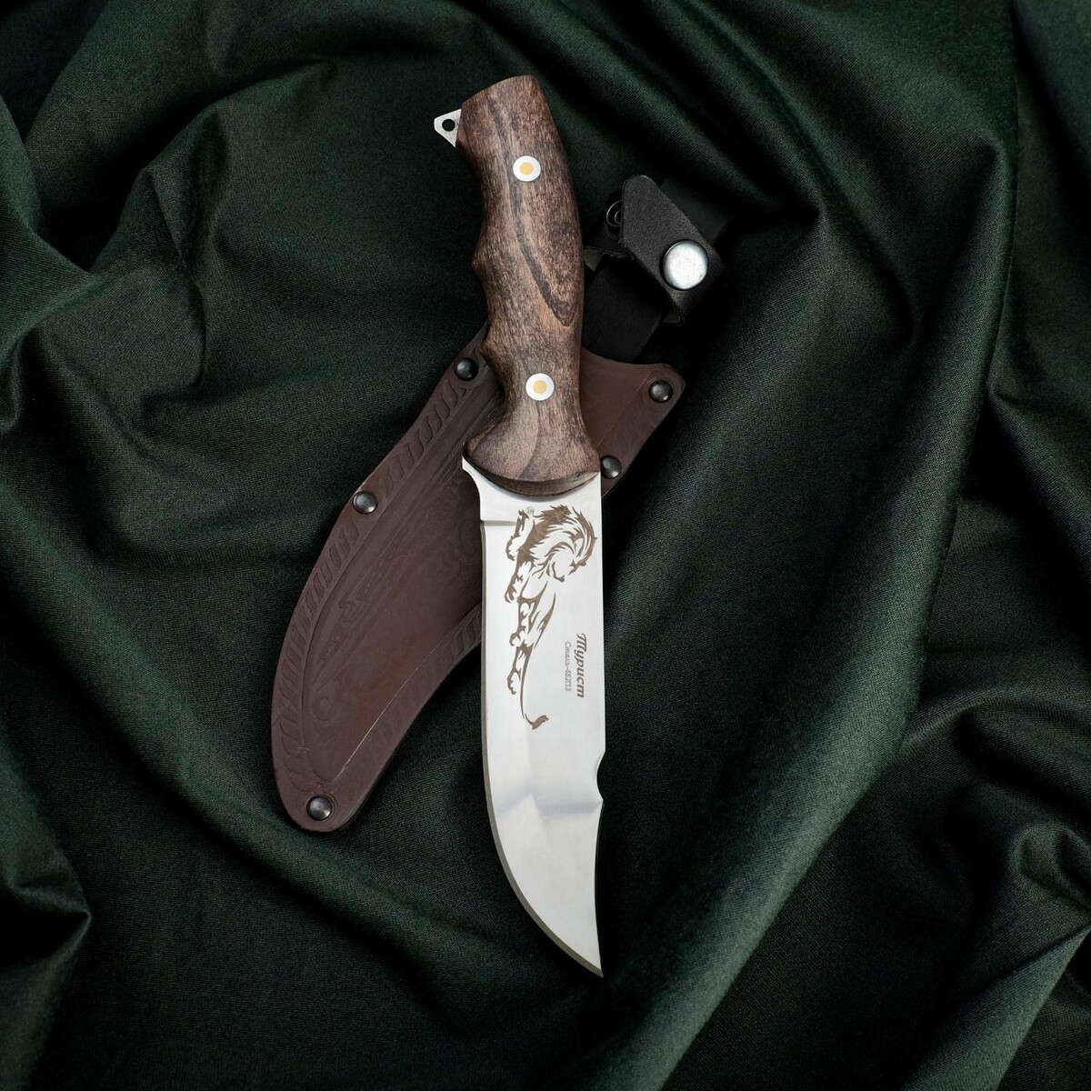 Нож турист, нержавеюща сталь 65х13 Сердце Кизляра, цвет коричневый 011390116 - фото 4