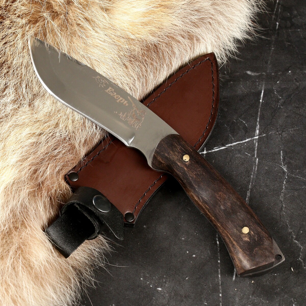 Нож егерь, нержавеющая сталь 65х13 Сердце Кизляра, цвет коричневый 011390118 - фото 5