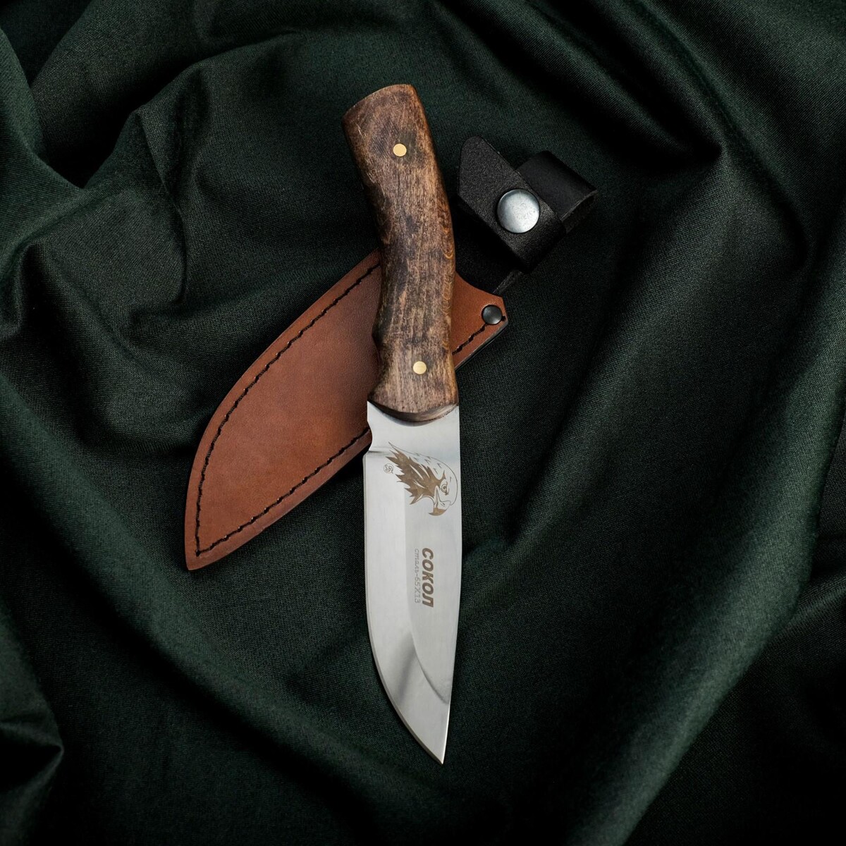 Нож сокол, нержавеюща сталь 65х13 Сердце Кизляра, цвет коричневый