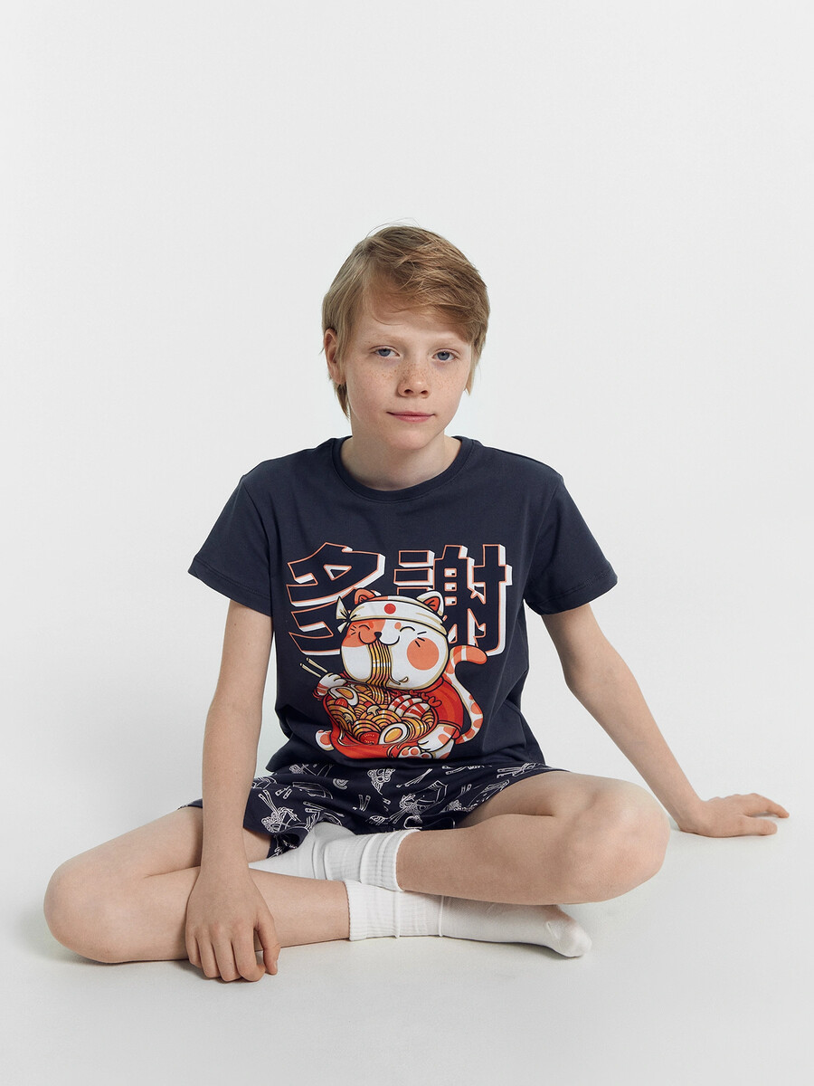 Комплект для мальчиков (футболка, шорты) Mark Formelle, размер рост 104 см, цвет серый