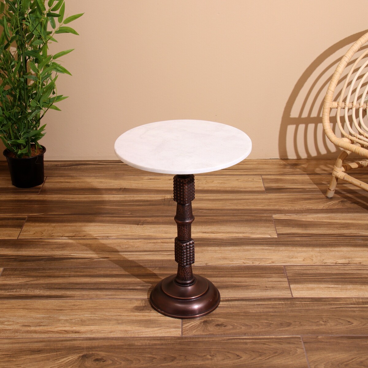 Стол кофейный 41х41х56 см, алюминий/мрамор
