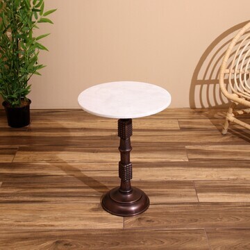 Стол кофейный 41х41х56 см, алюминий/мрам