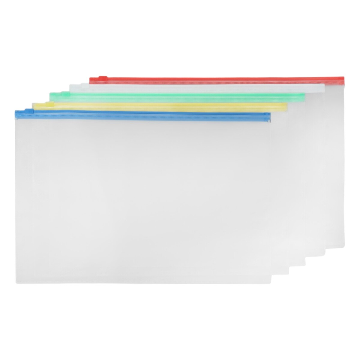 Набор папок-конвертов на zip-молнии calligrata а4,150мкм,прозрач, син зел крас бел желт 10шт 1009955 Calligrata