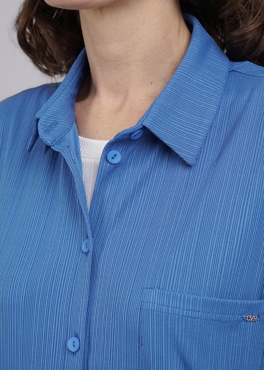 Блузка рубашка CLEVER, размер 42, цвет синий 011634195 - фото 3