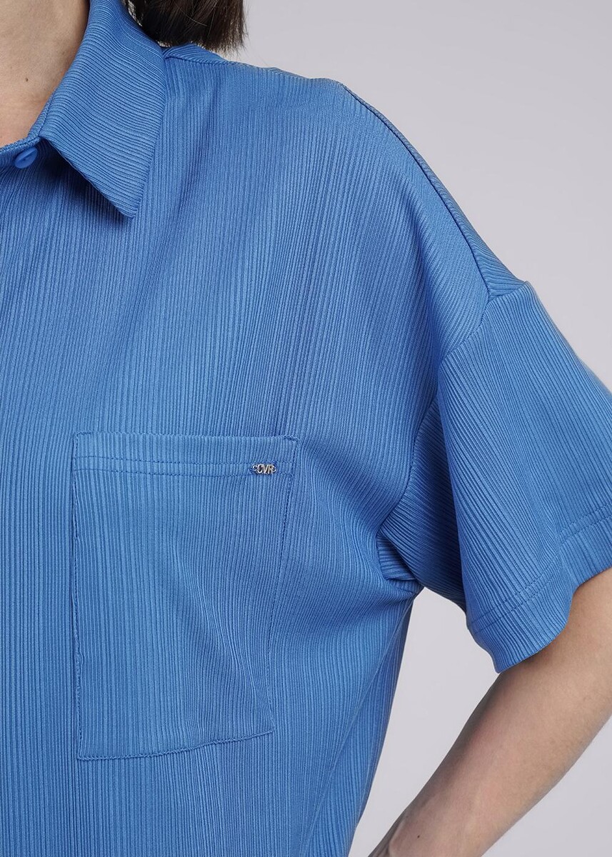 Блузка рубашка CLEVER, размер 42, цвет синий 011634195 - фото 4