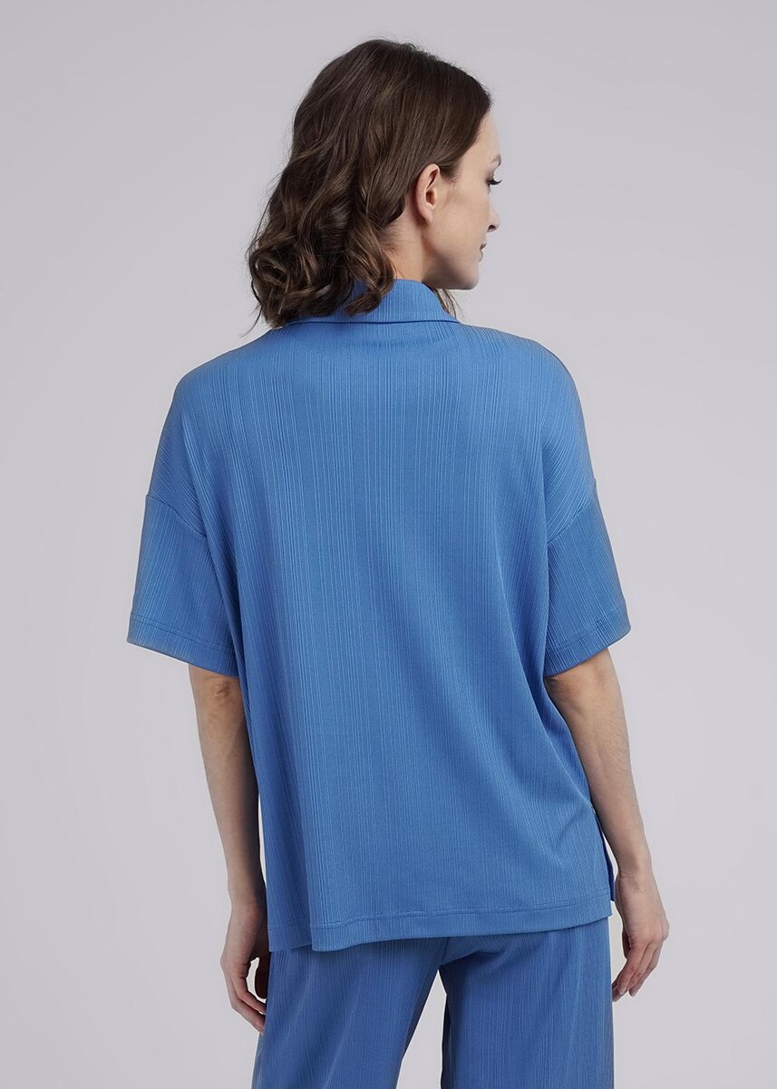 Блузка рубашка CLEVER, размер 42, цвет синий 011634195 - фото 2