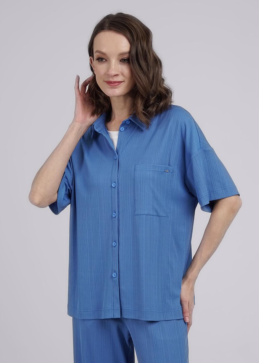 Блузка рубашка CLEVER, размер 42, цвет синий 011634195 - фото 1