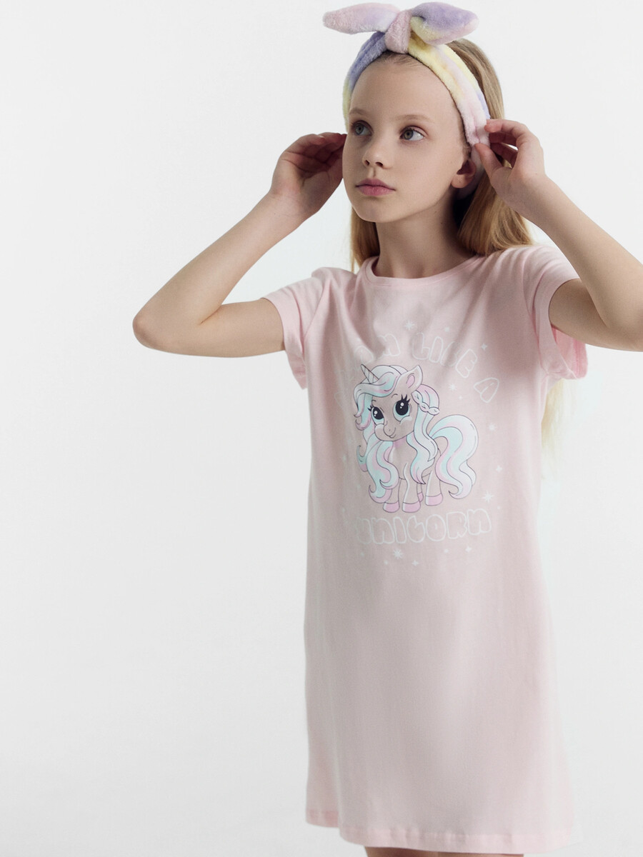 Сорочка ночная для девочек Mark Formelle, цвет розовая вспышка +печать 011669982 - фото 1