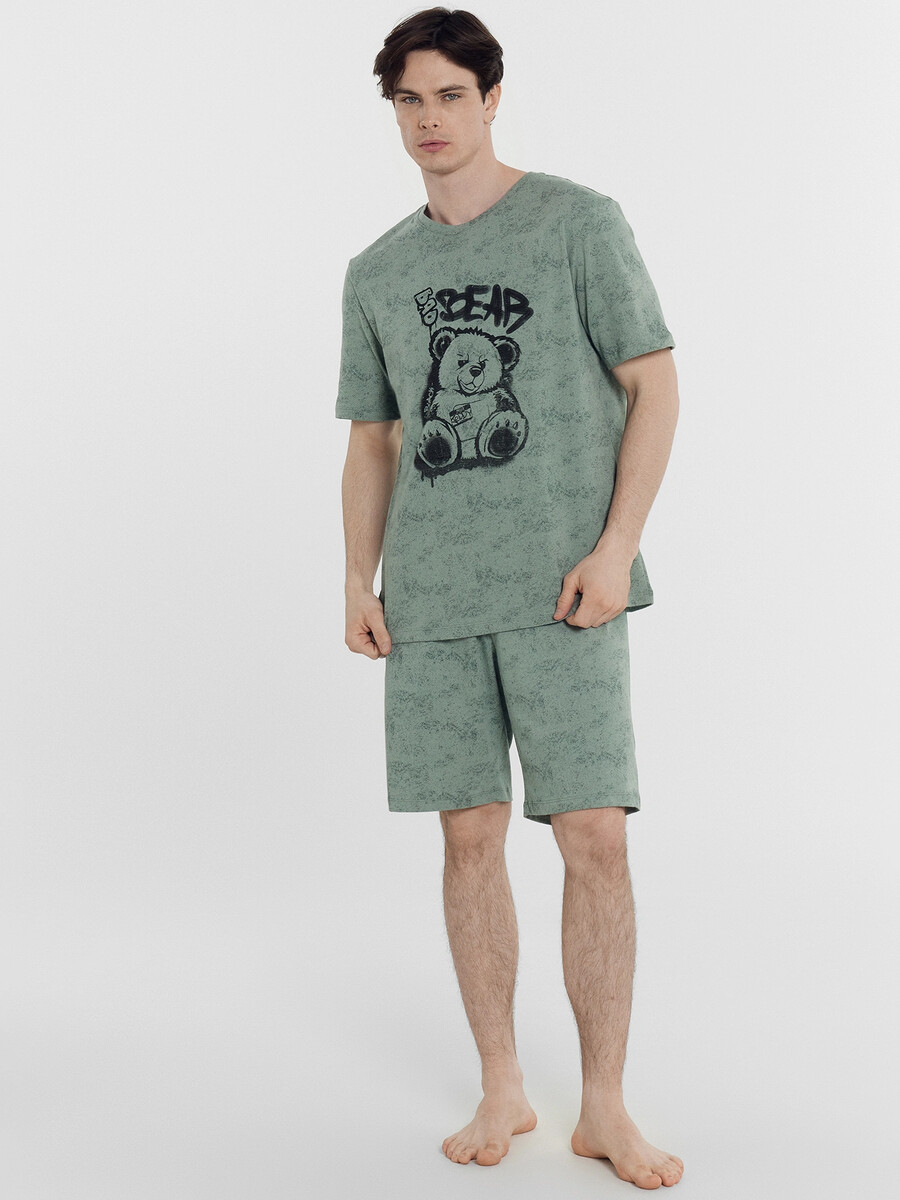 Комплект мужской (футболка, шорты) Mark Formelle, размер 50, цвет зеленый 011750642 - фото 3