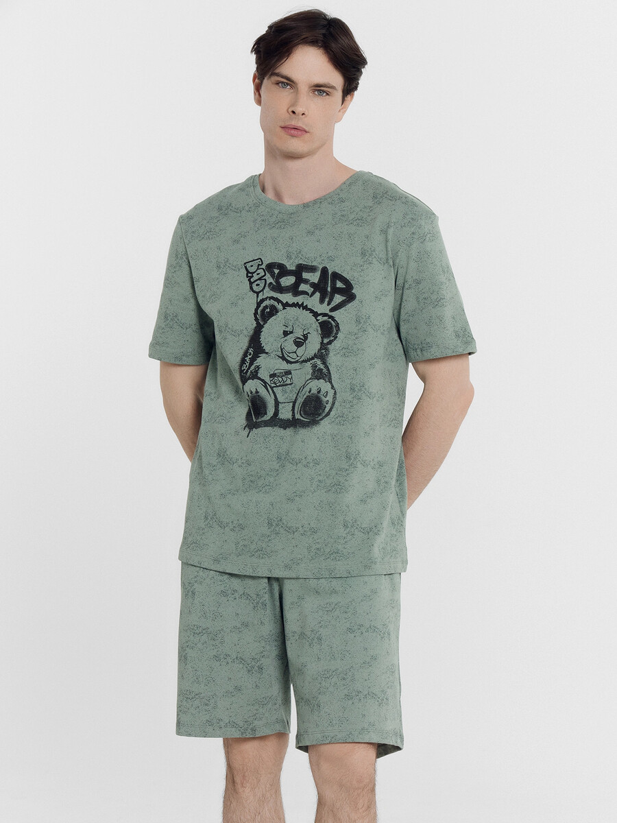 Комплект мужской (футболка, шорты) Mark Formelle, размер 50, цвет зеленый 011750642 - фото 2