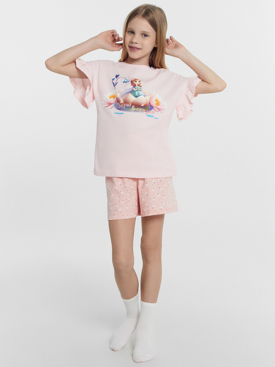 Комплект для девочек (футболка, шорты) Mark Formelle, размер рост 110 см, цвет розовый