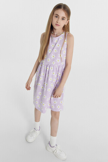 Платье для девочек фиолетовое в ромашки