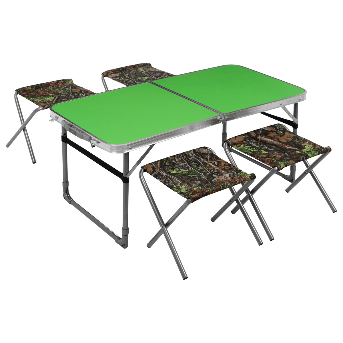 Набор мебели: стол, 4 стула, цвет зеленый с дубовыми листьями No brand