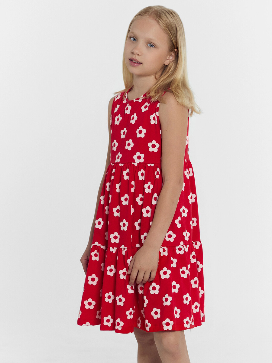 Платье для девочек красное в ромашки Mark Formelle, размер рост 110 см, цвет красный 011788517 - фото 2