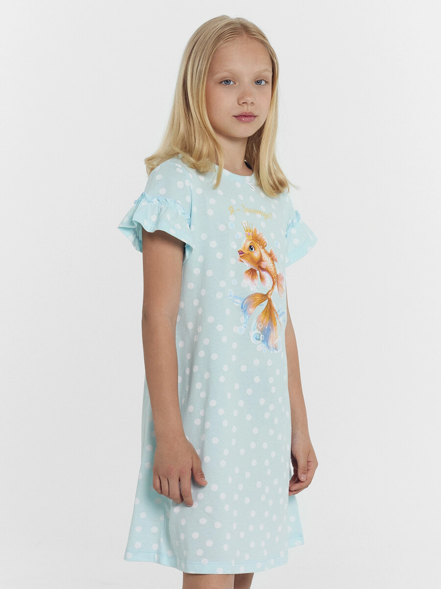Сорочка ночная для девочек голубая в горох Mark Formelle, размер рост 116 см, цвет голубой 011788522 - фото 3