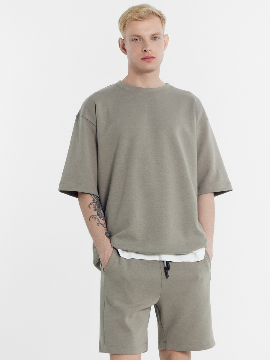 Комплект мужской (футболка, шорты) Mark Formelle, размер 46, цвет бежевый