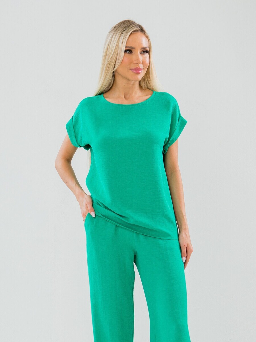 Блуза AjouR, размер 42, цвет зеленый