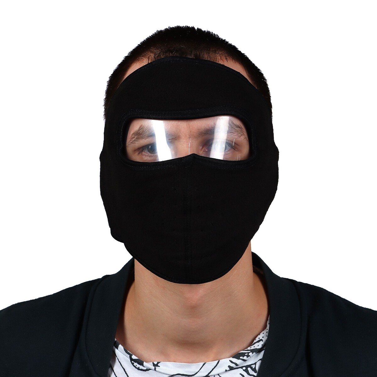 Защитная маска с визором, флис, размер регулируемый, черный No brand