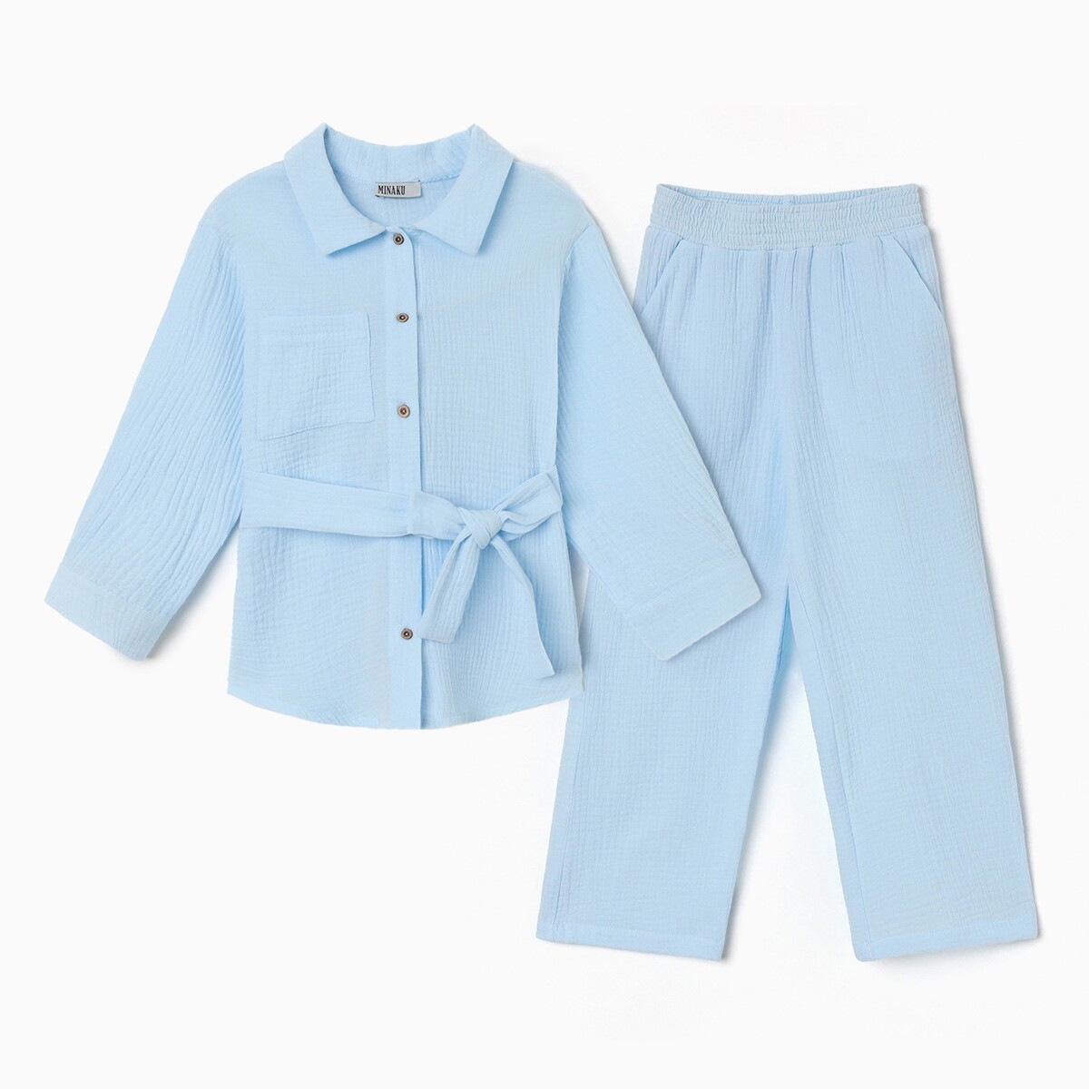 Комплект рубашка брюки MINAKU, размер рост 116 см, цвет голубой