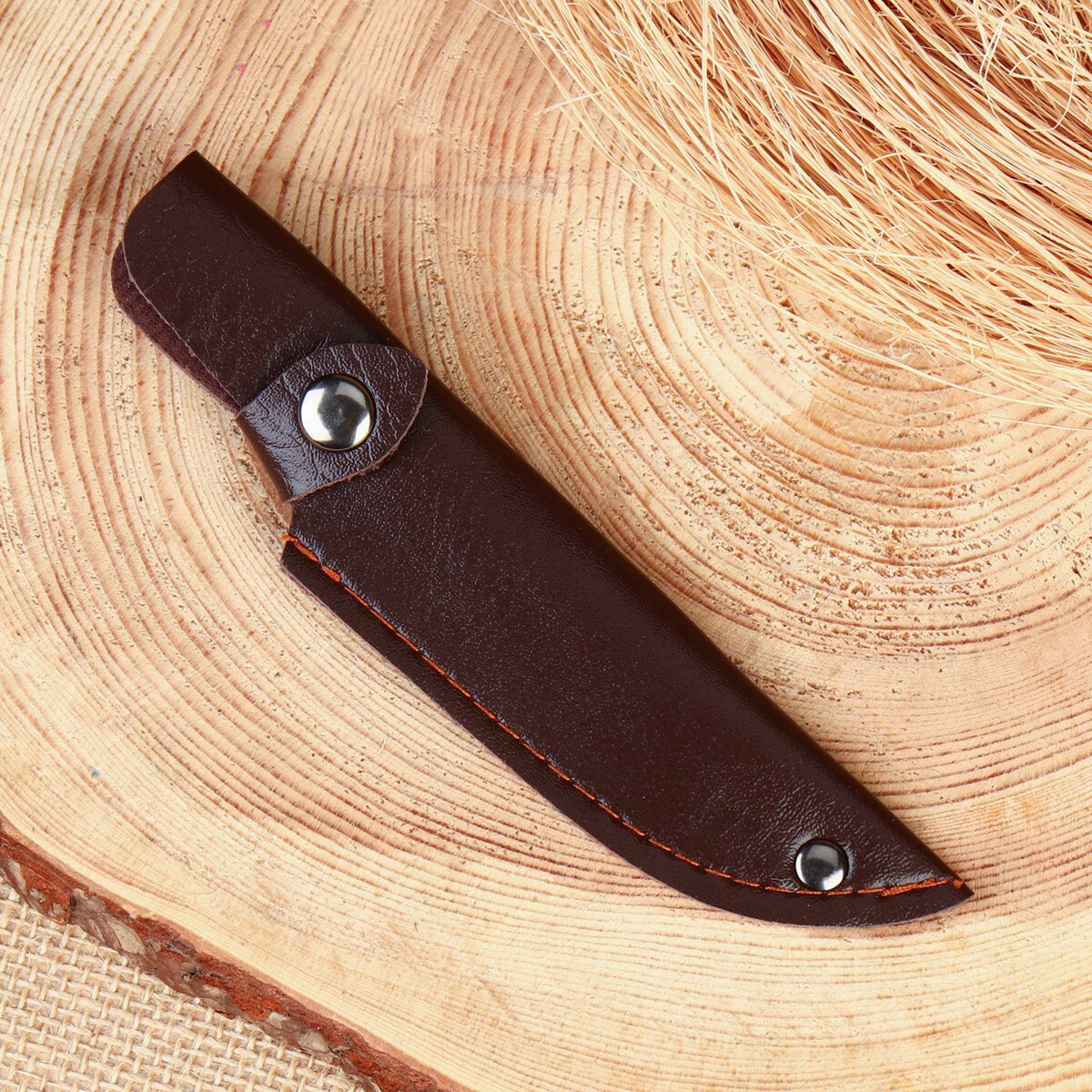 Ножны - чехол для ножа кожаный, под лезвие до 10 х 3 см, темно-коричневый